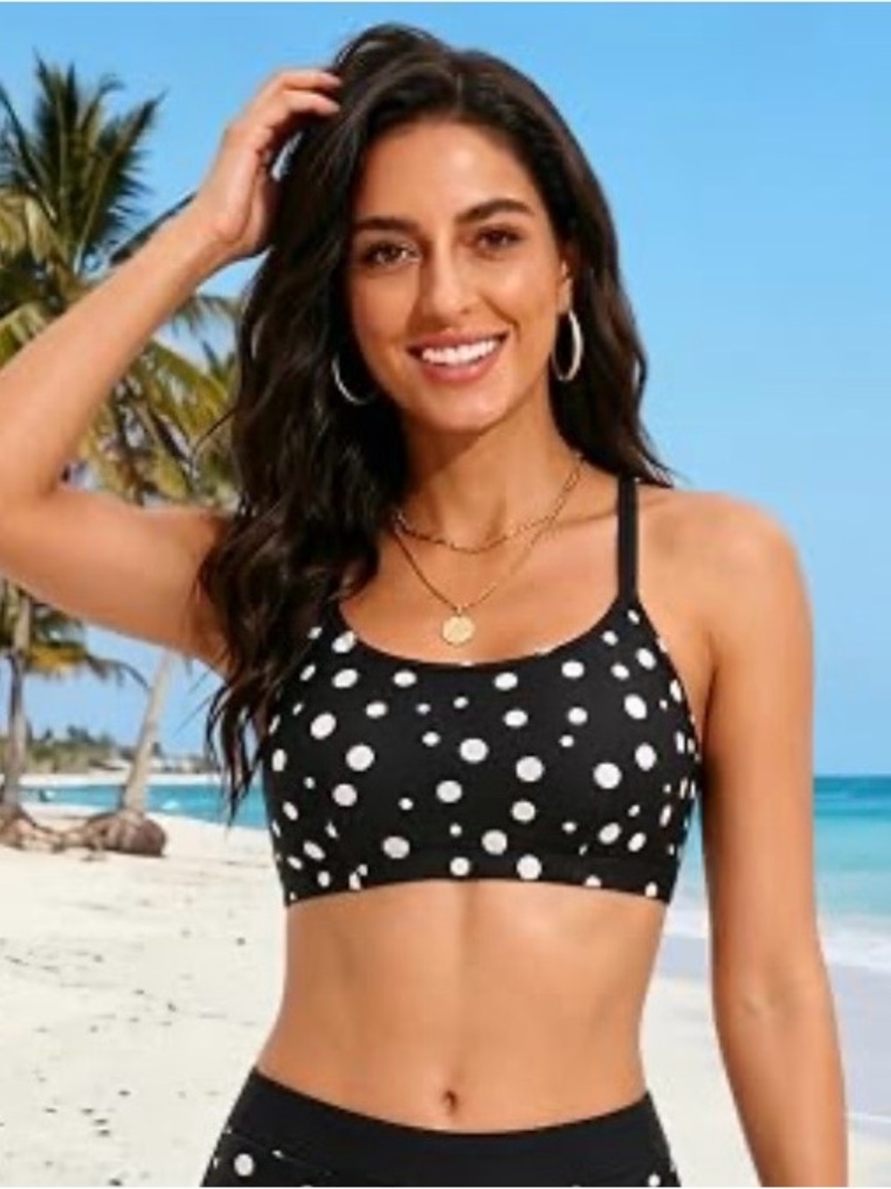 NWT! Black Polka Dot Swim Top. Size L